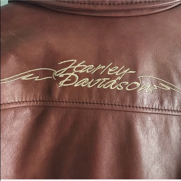 Harley Davidson brown script leather jacket XXL - Picture 3 of 8